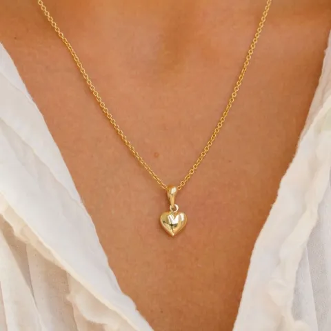 hjärta halsband i förgyllt silver med hängen i 8 karat guld - Amoré