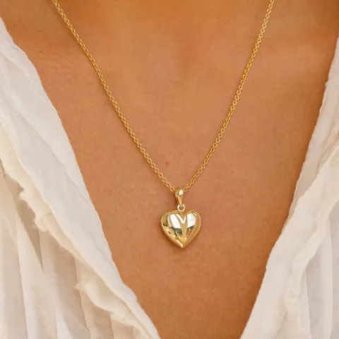 hjärta halsband i förgyllt silver med hängen i 8 karat guld - Amoré