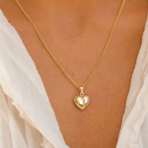 hjärta halsband i förgyllt silver med hängen i 8 karat guld - Amoré