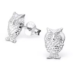 Uggla örhängestift i silver
