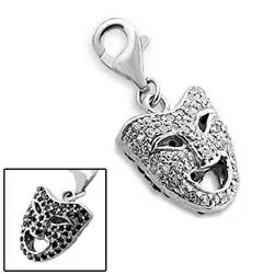 Maske charms i rhodinerat silver 