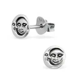 Måne örhängen i oxiderat sterlingsilver
