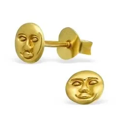 Måne örhängen i förgyllt silver