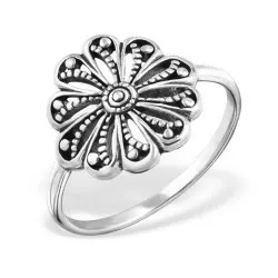 blommor ring i oxiderat sterlingsilver