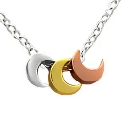 Måne halsband i silver med hängen i silver, förgyllt och rosabelagd