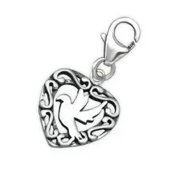Hjärta charms hängen i oxiderat sterlingsilver