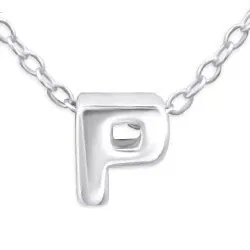 Bokstav p halskedja med berlocker i silver med hängen i silver