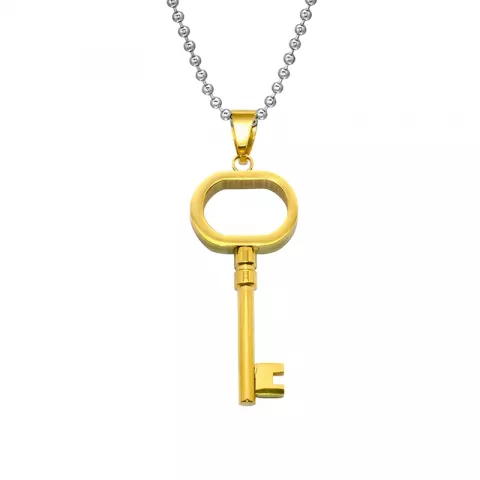 Nyckel halskedja med berlocker i Rostfritt stål med hängen i stål
