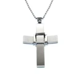 Kors halskedja med berlocker i Rostfritt stål med hängen i stål