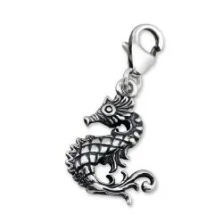 Sjöhäst charm i oxiderat sterlingsilver 