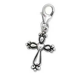 Kors charms hängen i oxiderat sterlingsilver 