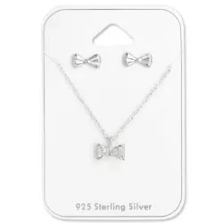 Rosett set med örhängen och halsband i silver
