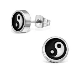 Yin och yang örhängen i Rostfritt stål