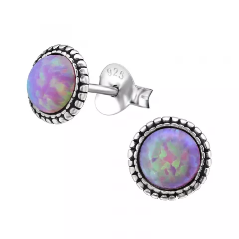 Lila opal örhängen i oxiderat sterlingsilver