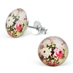 Runda blommor örhängen i silver