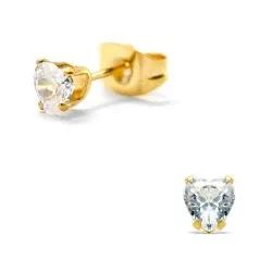 4 mm hjärta örhängestift i förgyllt stål