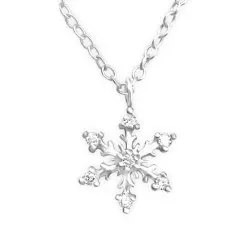Snöflinga halskedja med berlocker i silver med hängen i silver
