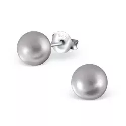 6 mm grå pärla örhängen i silver