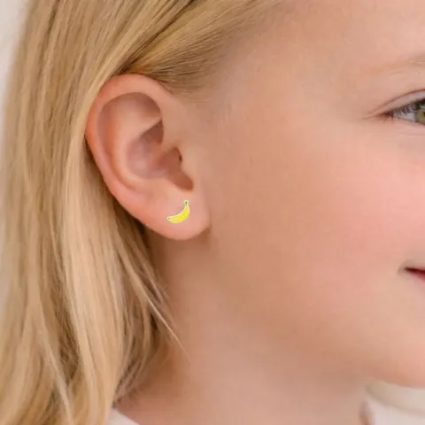 banan gula örhängen i silver - Little Ones