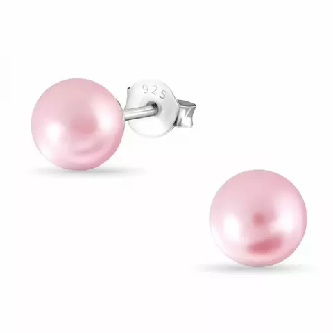 6 mm rosa pärla örhängen i silver