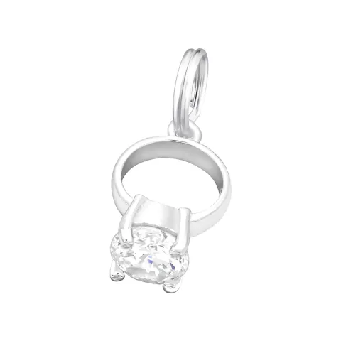Diamantring charms hängen i silver