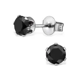 5 mm svarta zirkon örhängestift i Rostfritt stål