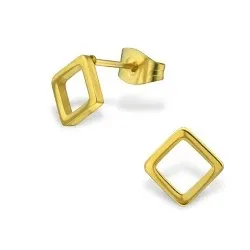 Fyrkantigt örhängestift i förgyllt stål