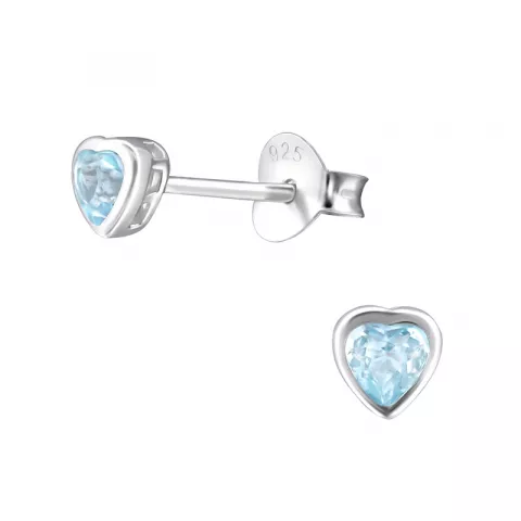 Hjärta ljusblå topas örhängen i silver
