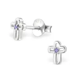 kors örhängestift i silver