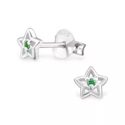 Stjärna gröna örhängen i silver