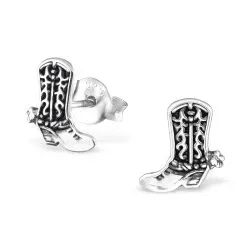 Cowboy örhängestift i oxiderat sterlingsilver