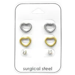 hjärtan örhängen i Rostfritt stål med förgyllt stål