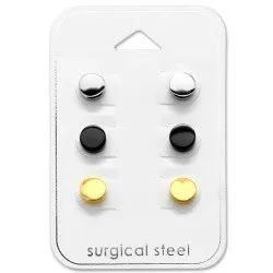 runda örhängestift i Rostfritt stål med förgyllt stål med svart stål