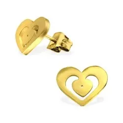 Hjärtan örhängestift i förgyllt stål
