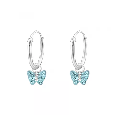 Små fjärilar ljusblå creol i silver