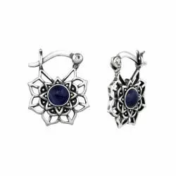 Bali blå örhängen i oxiderat sterlingsilver