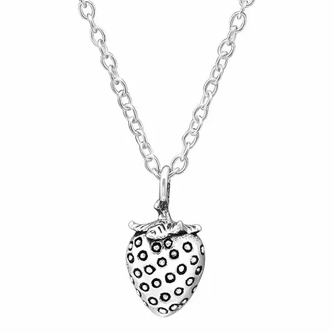 jordgubbe halsband i silver med hängen i silver