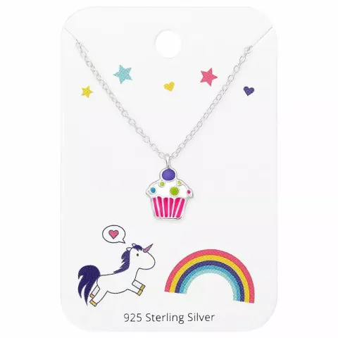 cup cake halsband i silver med hängen i silver