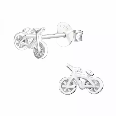 Små cykel örhängen i silver
