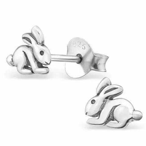 Små kanin örhängen i silver