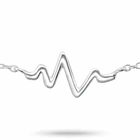 armband i silver med hjärtslag i silver