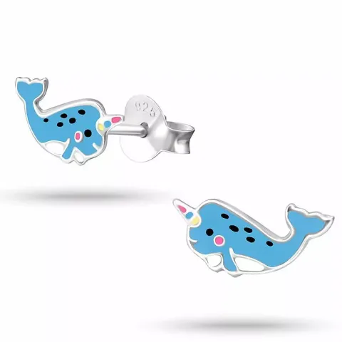 Små val örhängestift i silver