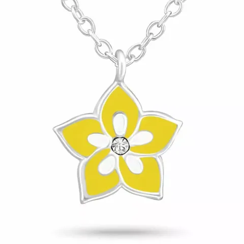 blommor halsband i silver med blommaberlock i silver