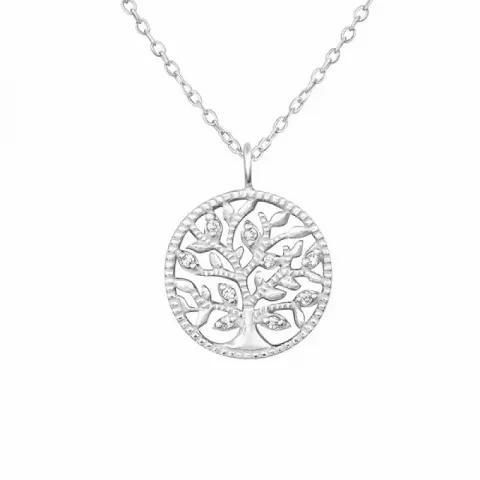 13 mm livets träd zirkon halskedja med berlocker i silver