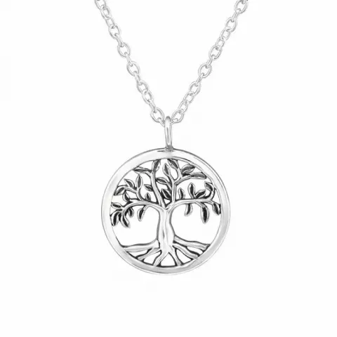 13 mm livets träd halskedja med berlocker i silver