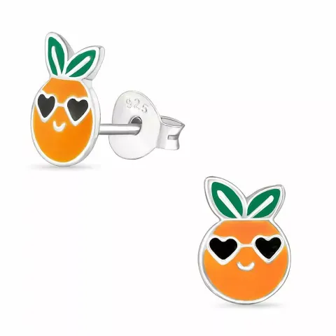 Runda apelsin orange örhängestift i silver