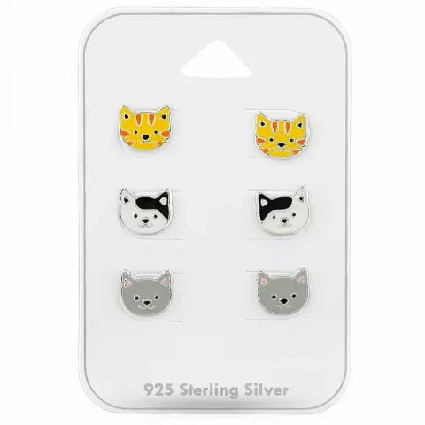 katter örhängen för barn i silver