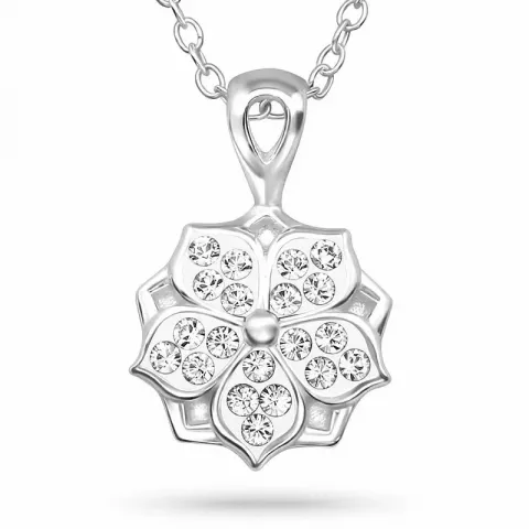 blommor kristal halsband i silver med hängen i silver