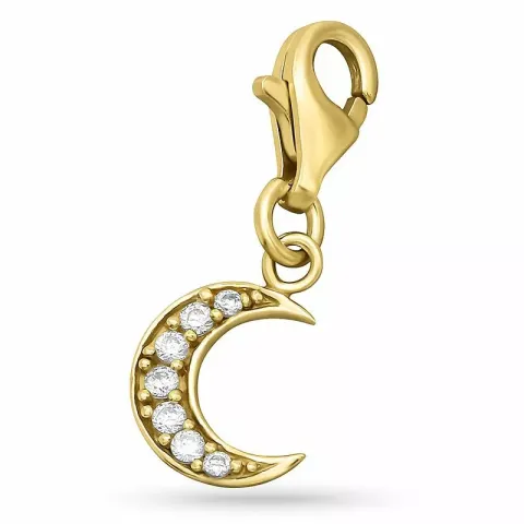 Måne zirkon charms i förgyllt silver