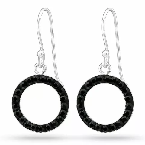 Långa rund kristal örhängen i silver